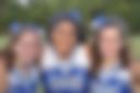 Three student cheerleaders arm-in-arm and smiling